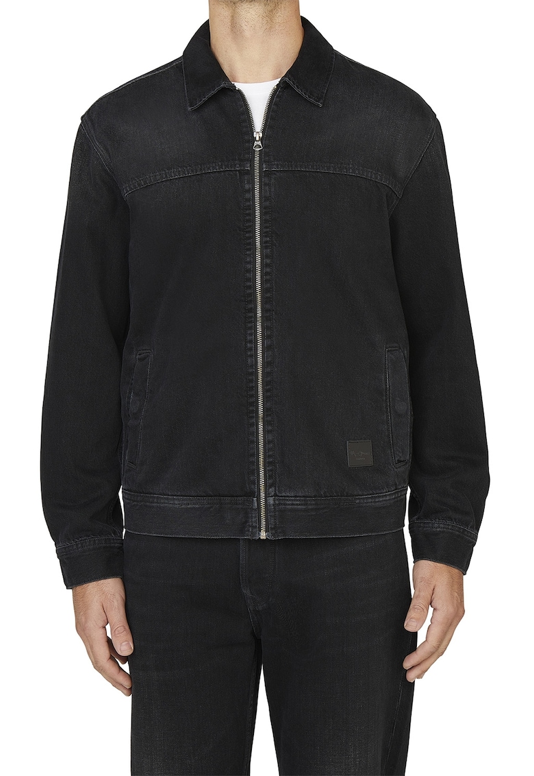 Jacheta de denim cu fermoar - Negru stins