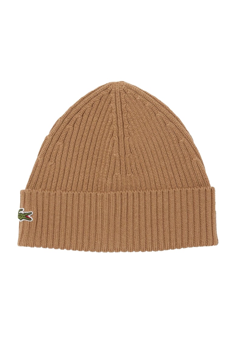 Caciula unisex striata de lana - Maro camel