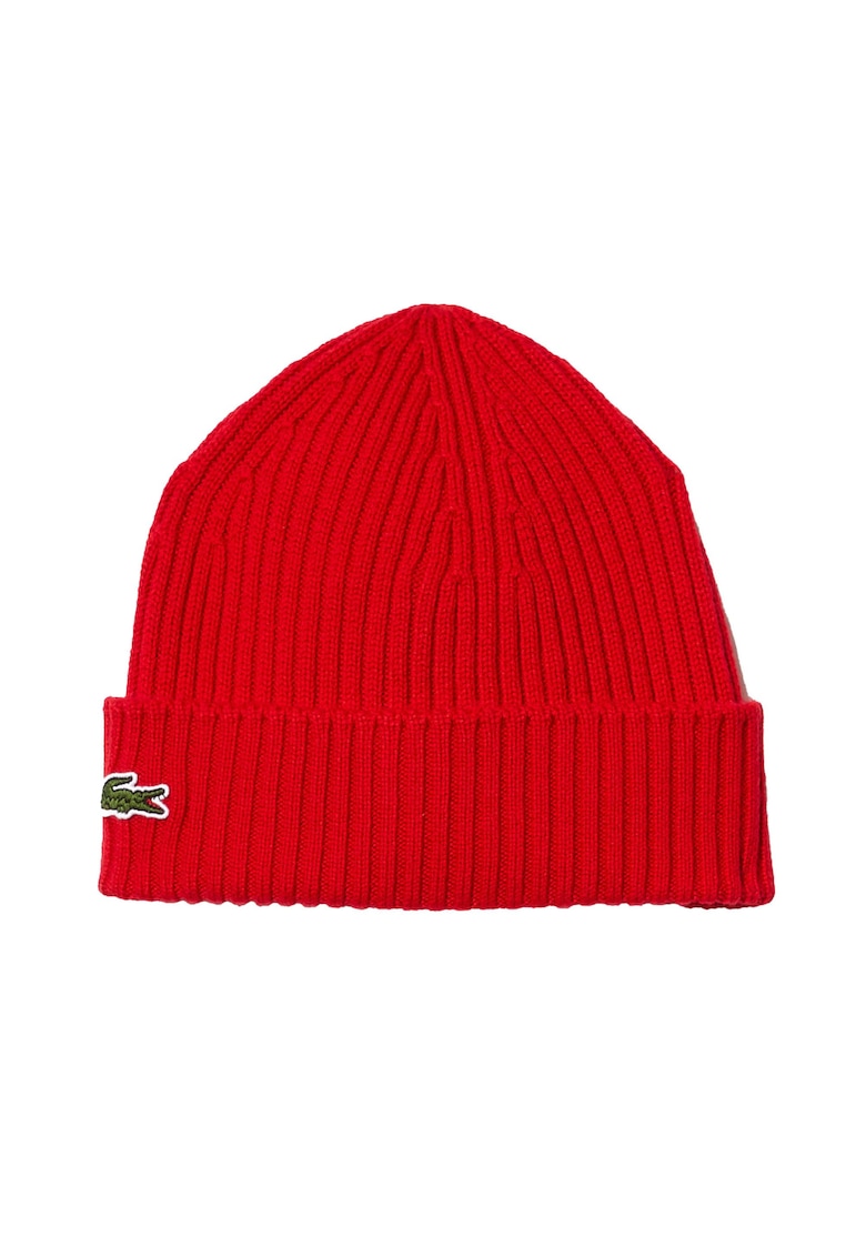 Caciula unisex striata de lana - Rosu vermillion