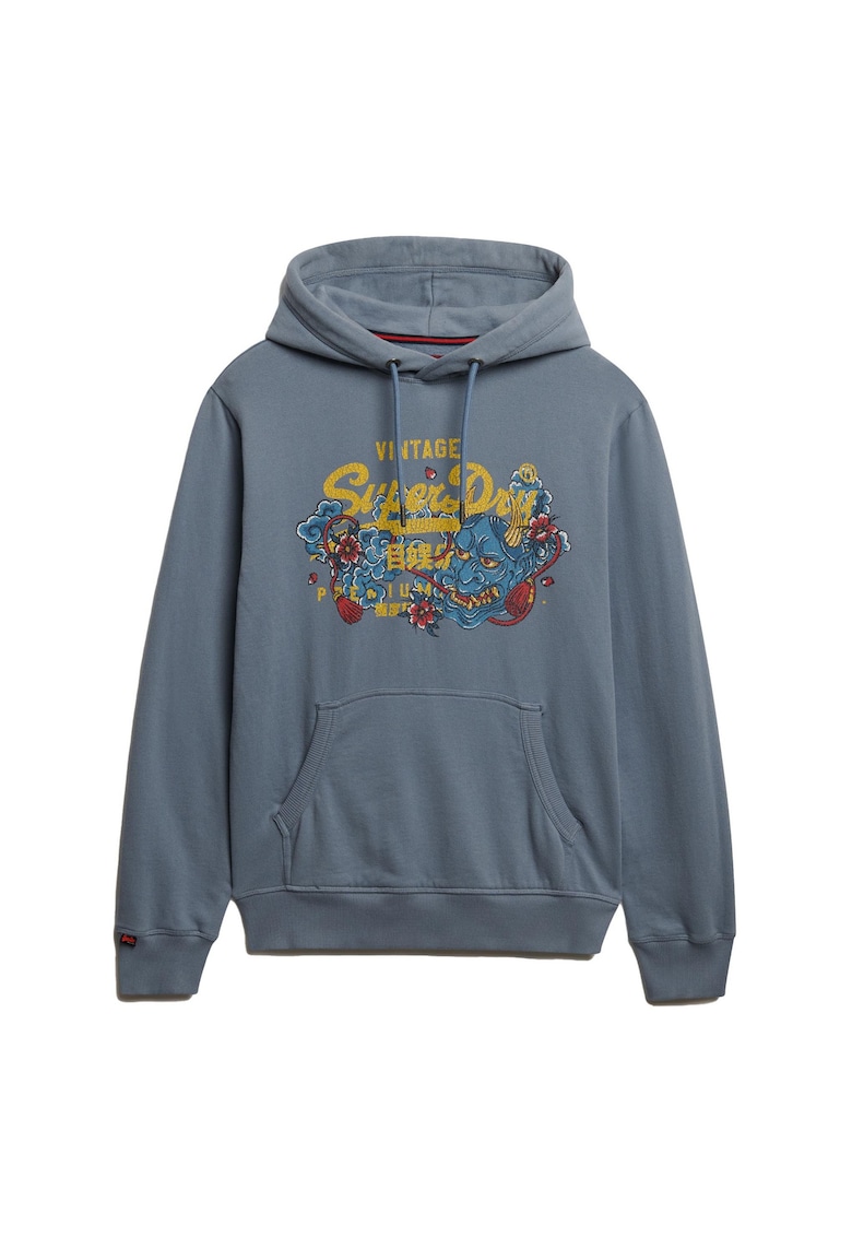 SUPERDRY - Hanorac din amestec de bumbac cu model grafic - Albastru