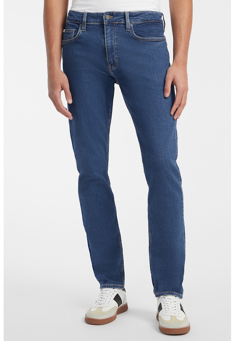 Blugi slim fit cu talie medie - Albastru inchis