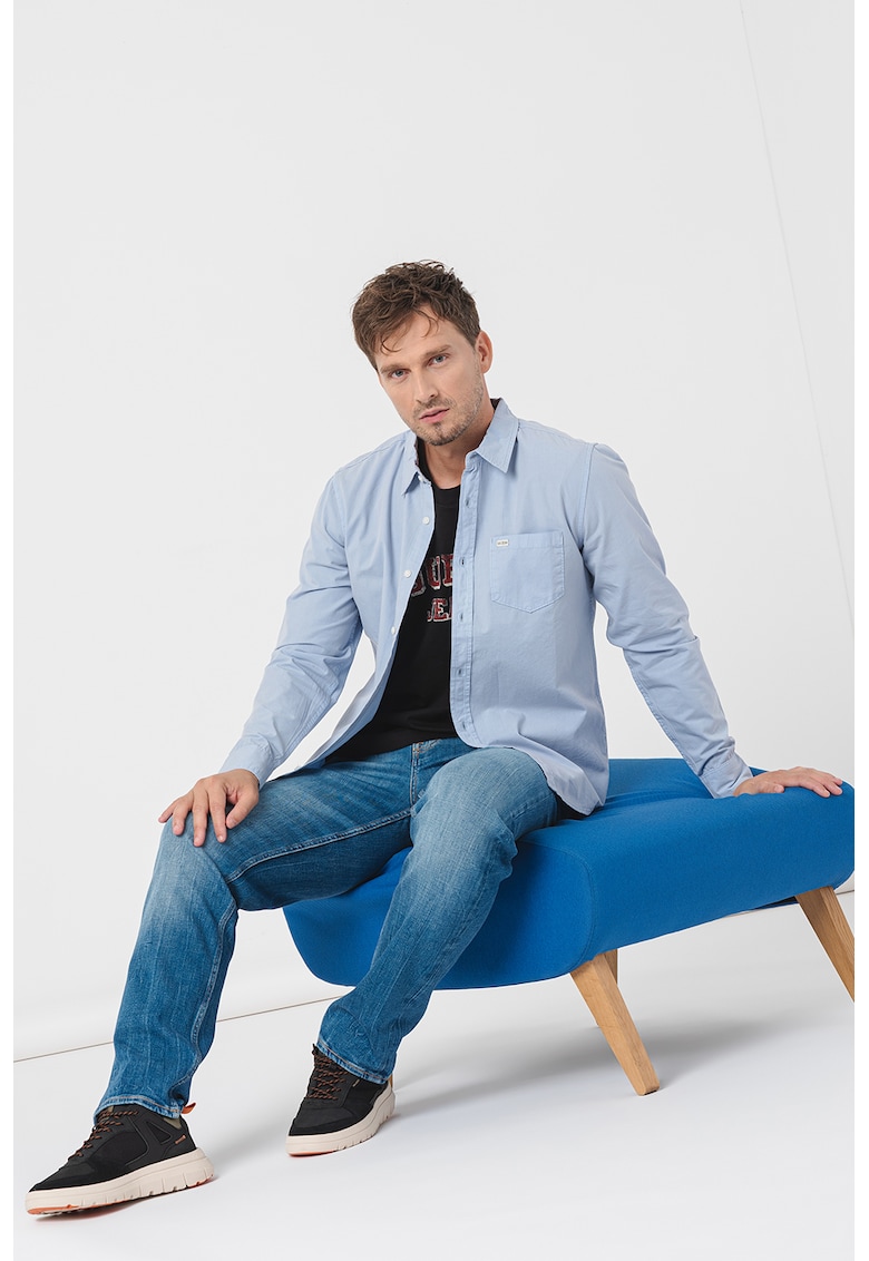Camasa slim fit din bumbac - Albastru deschis