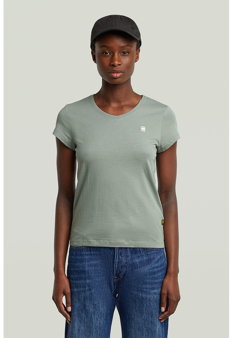 Tricou de bumbac organic cu decolteu in V Eyben - Gri cenusiu