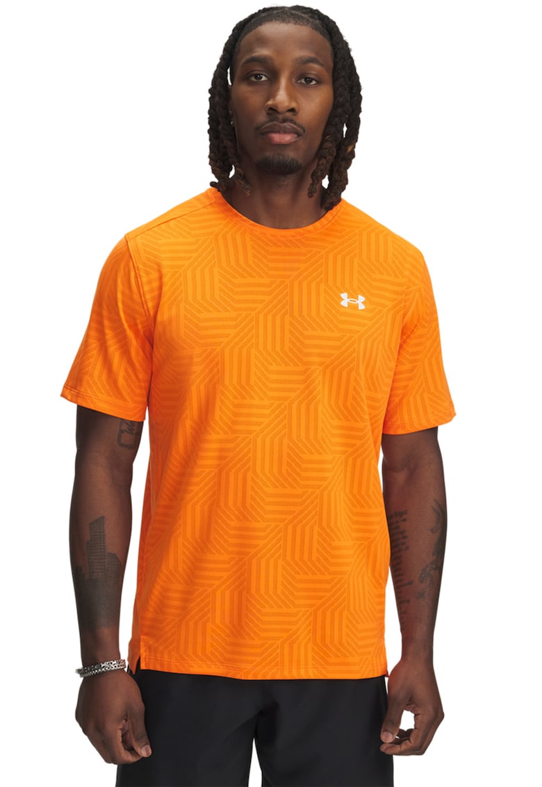 Tricou pentru fitness Tech™ Vent Geotessa - Portocaliu mandarina/Alb optic