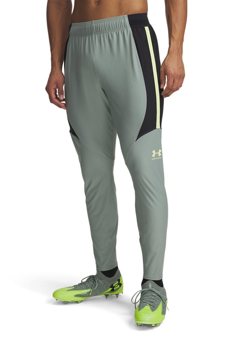 Pantaloni cu buzunare laterale pentru fotbal Challenger Pro - Negru/Verde pal