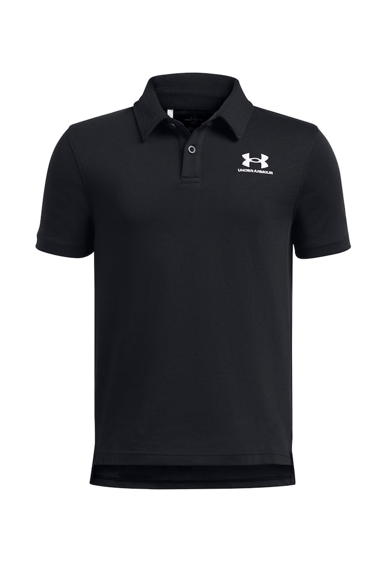 Tricou polo din amestec de bumbac cu logo - Negru