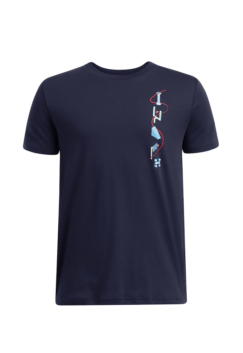 Tricou regular fit cu imprimeu grafic pe spate - Galben pal/Bleumarin