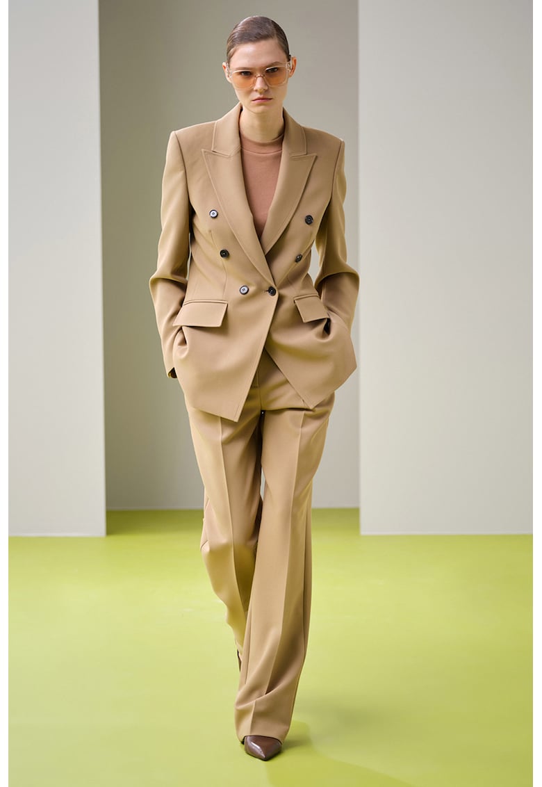 Pantaloni relaxed fit cu talie medie - Maro deschis