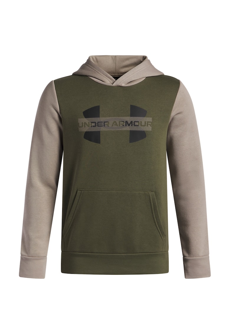 Hanorac cu model colorblock - Maro taupe/Verde masliniu
