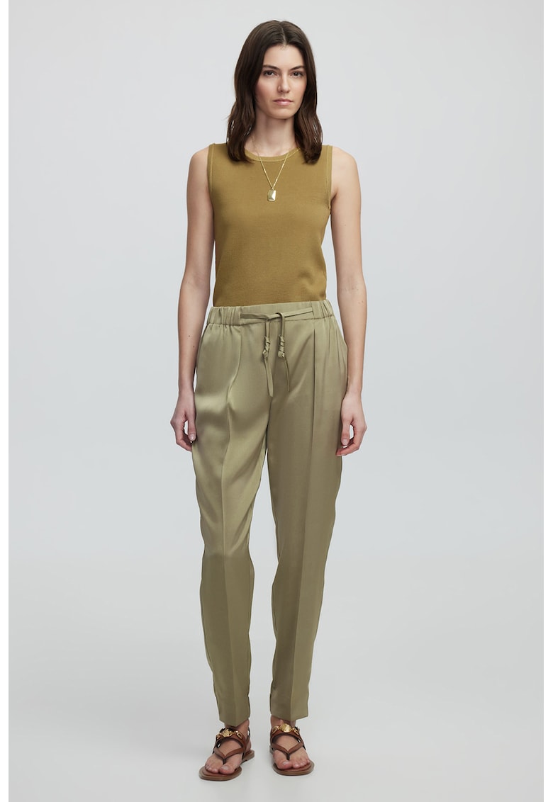 Pantaloni cu snur si buzunare laterale - Kaki