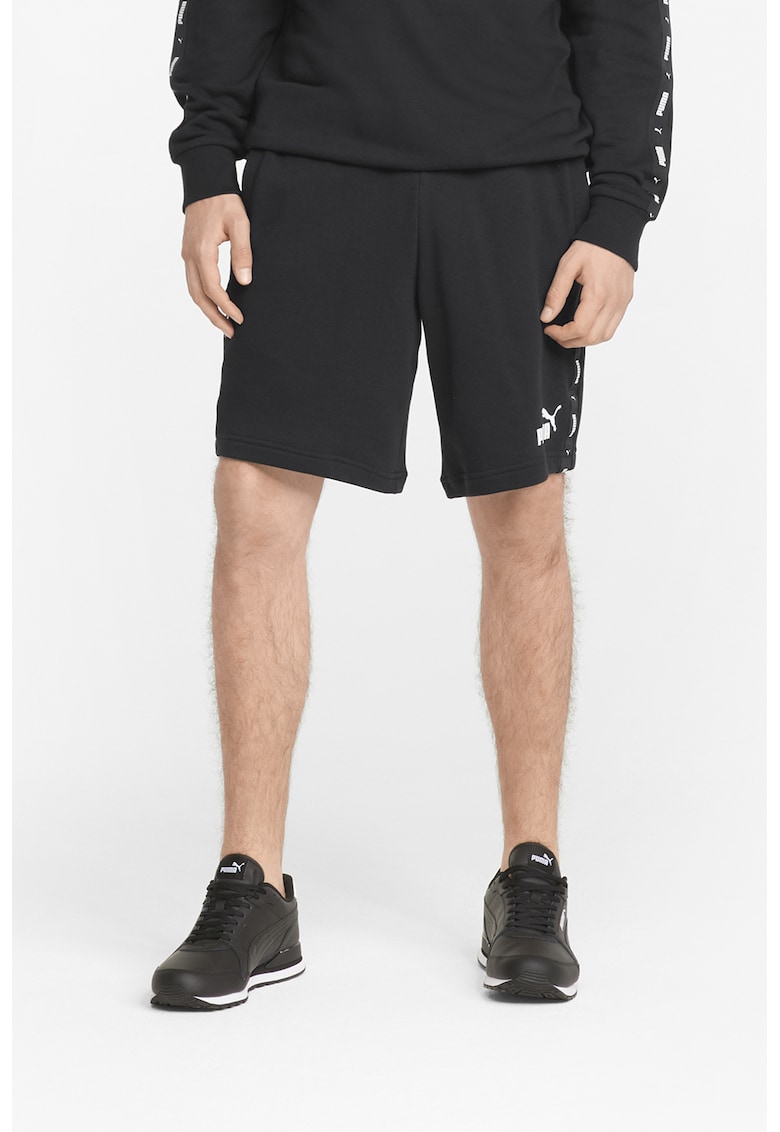 Bermude cu benzi laterale cu logo Essentials - Negru