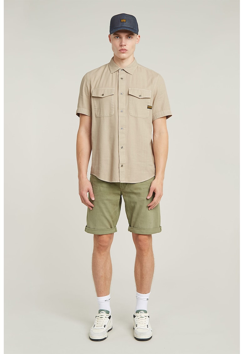 Bermude de denim cu talie medie - Verde sparanghel