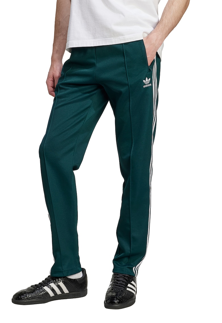 Pantaloni de trening cu croiala conica Classic - Alb/Albastru petrol