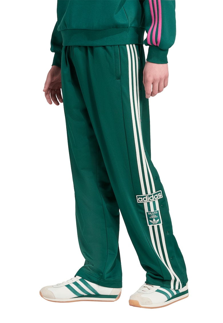 Pantaloni de trening drepti cu slituri laterale - Alb/Verde aquamarin