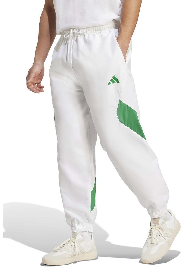 Pantaloni de trening cu model colorblock si snur de ajustare - Verde/Alb optic
