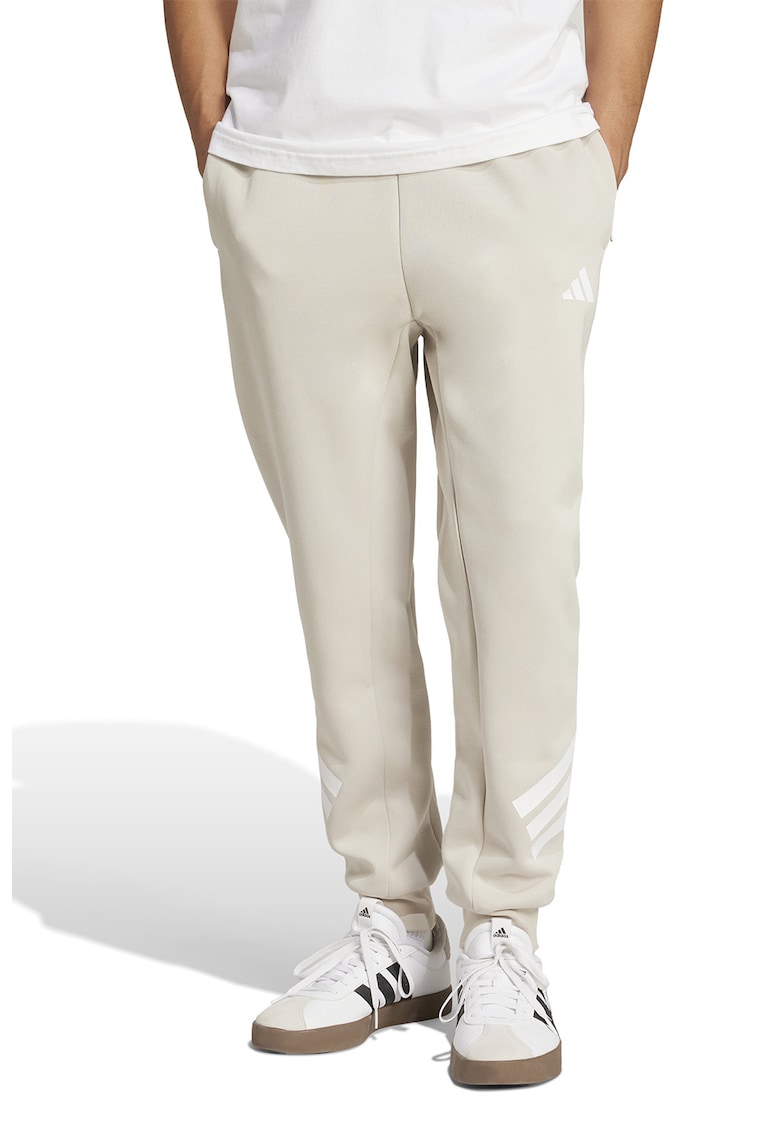 Pantaloni de trening din amestec de bumbac cu logo - Alb fildes