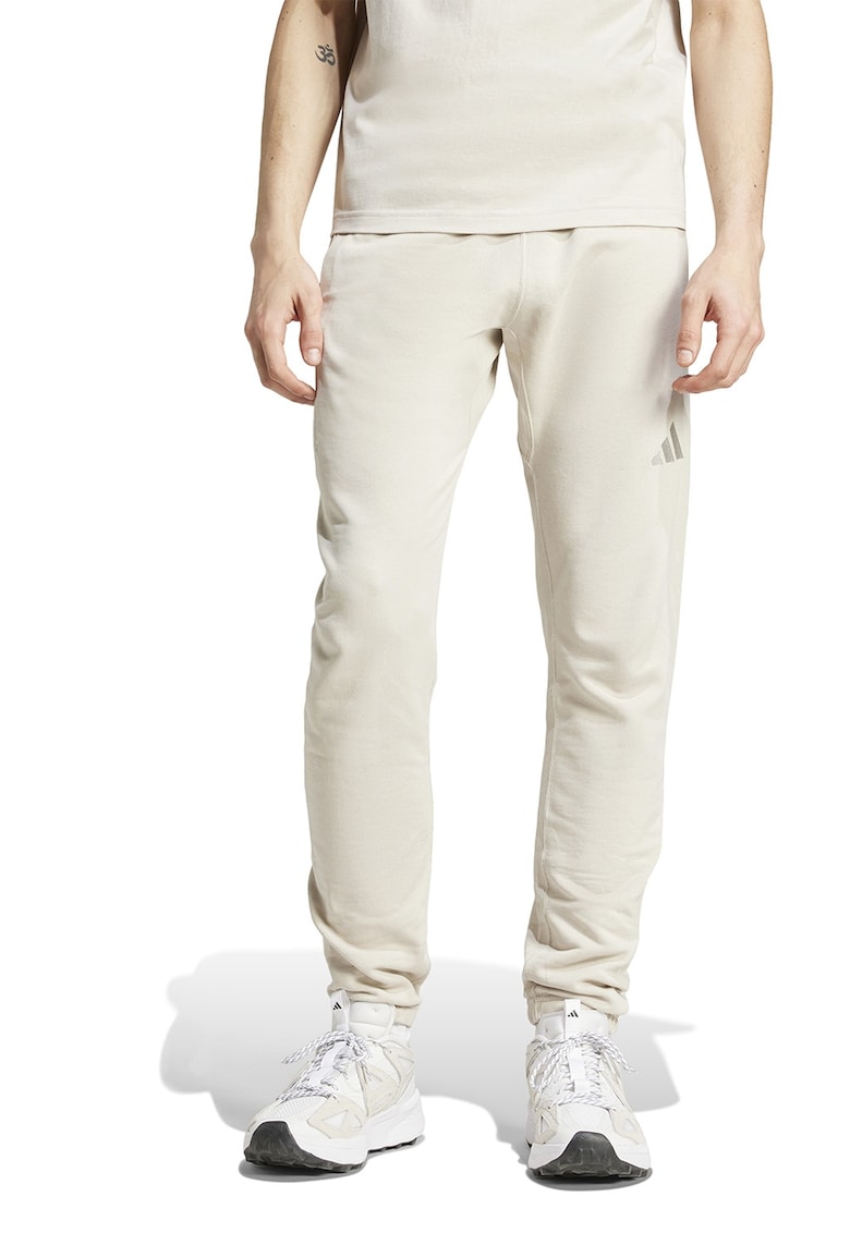 Pantaloni de trening din bumbac cu snur in talie - Alb murdar