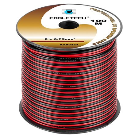 Cablu difuzor din cupru, 2 x 0.75 mm2, culoare negru-rosu, rola 100m KAB0383