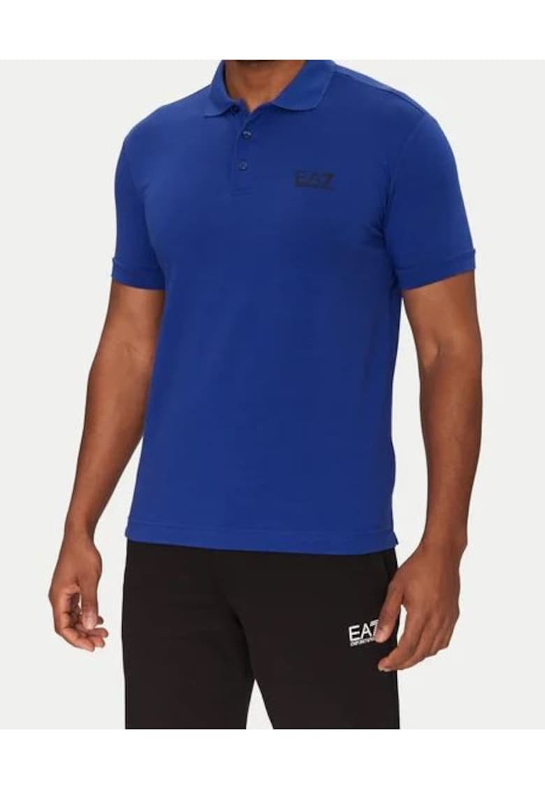 Tricou polo Emporio Armani - albastru - viscoza - 60% viscoza - 35% poliamida - 5% elastan