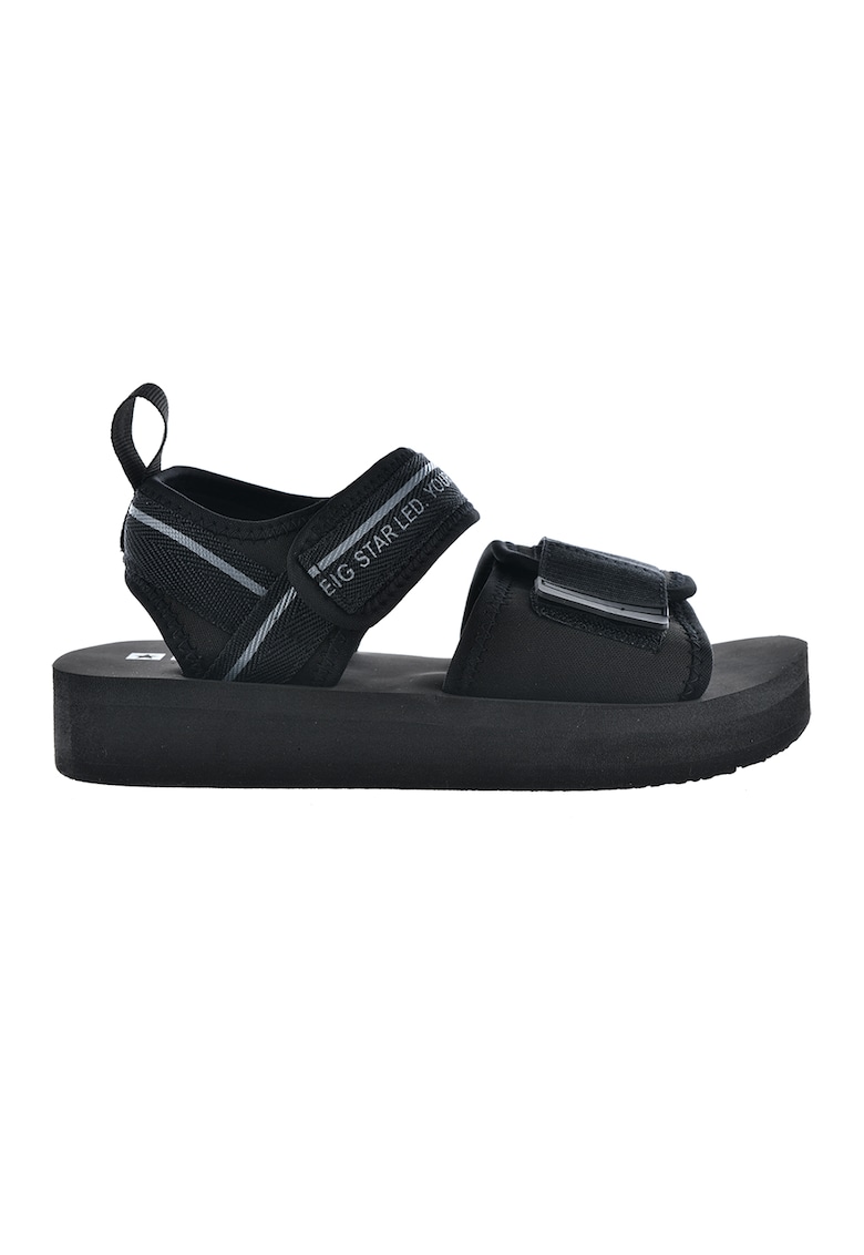 Sandale cu talpa wedge si inchidere velcro - Negru