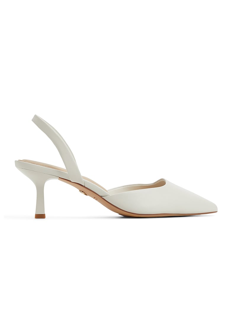 Pantofi uni de piele cu toc kitten Gavadessi - Alb