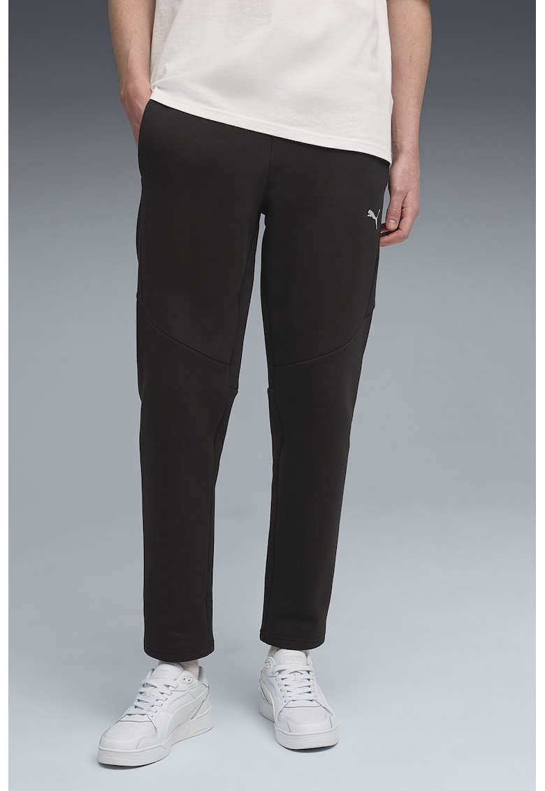 Pantaloni de trening conici si buzunare laterale - Negru