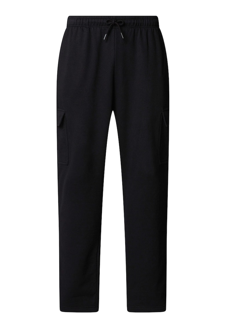 Pantaloni drepti cu talie ajustabila si buzunare laterale cu clapa - Negru