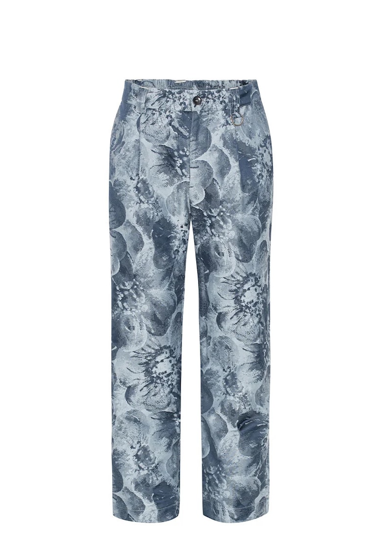 -Pantaloni drepți cu design abstract - Albastru