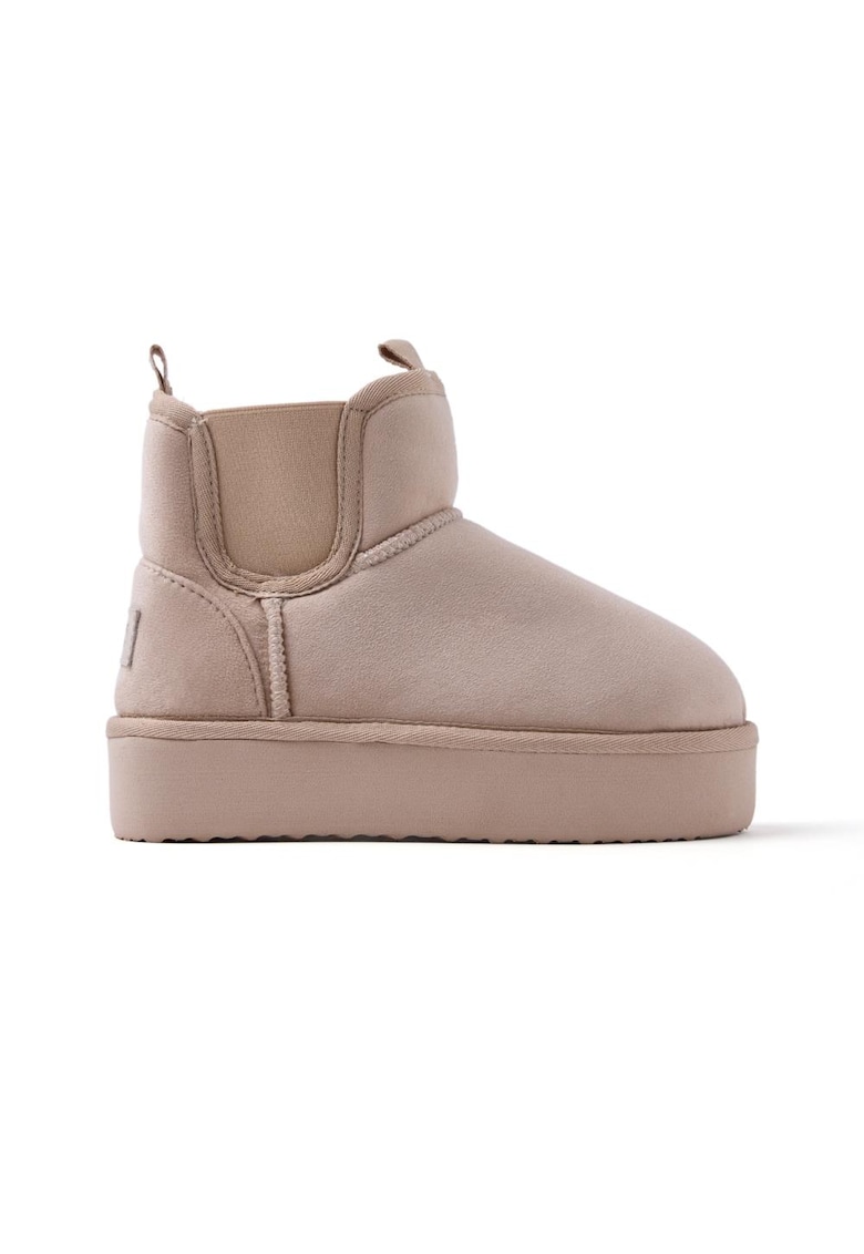 Ghete flatform din material textil - fara inchidere - Bej inchis