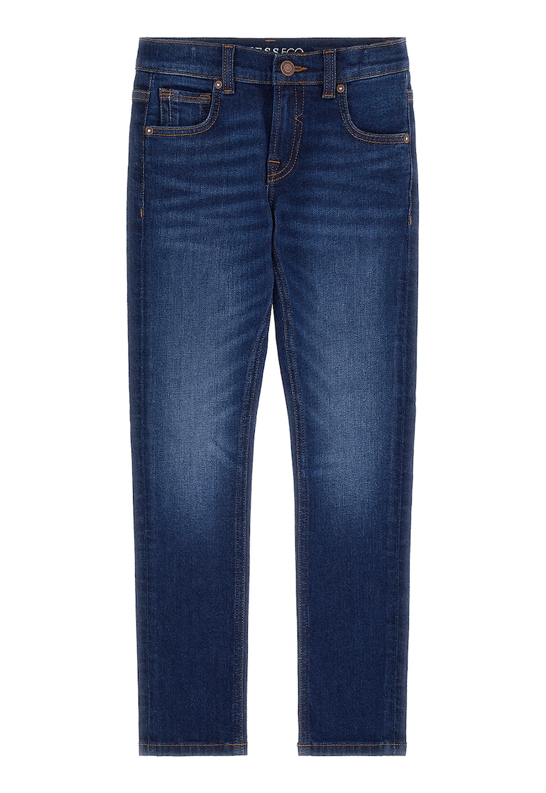 Blugi skinny cu aspect decolorat - Albastru inchis