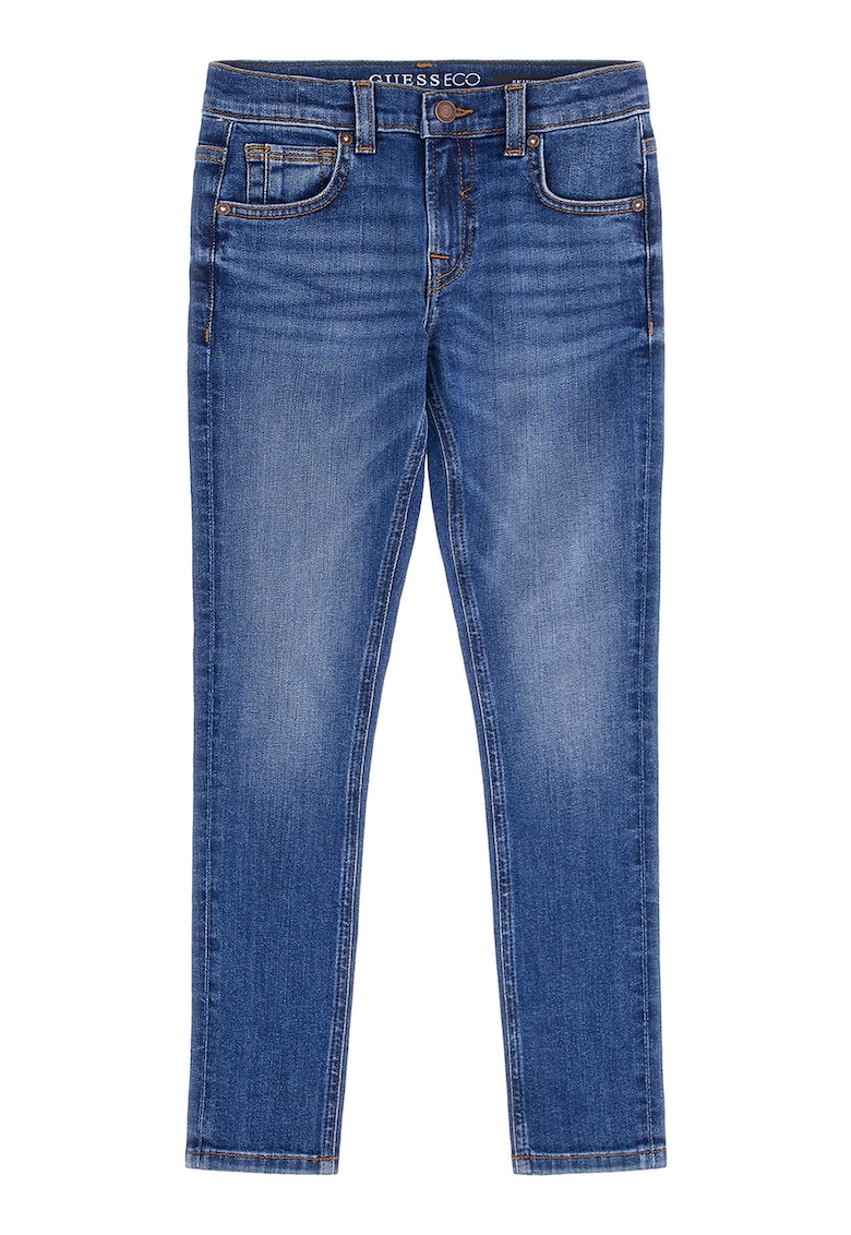 Blugi skinny cu aspect decolorat - Albastru