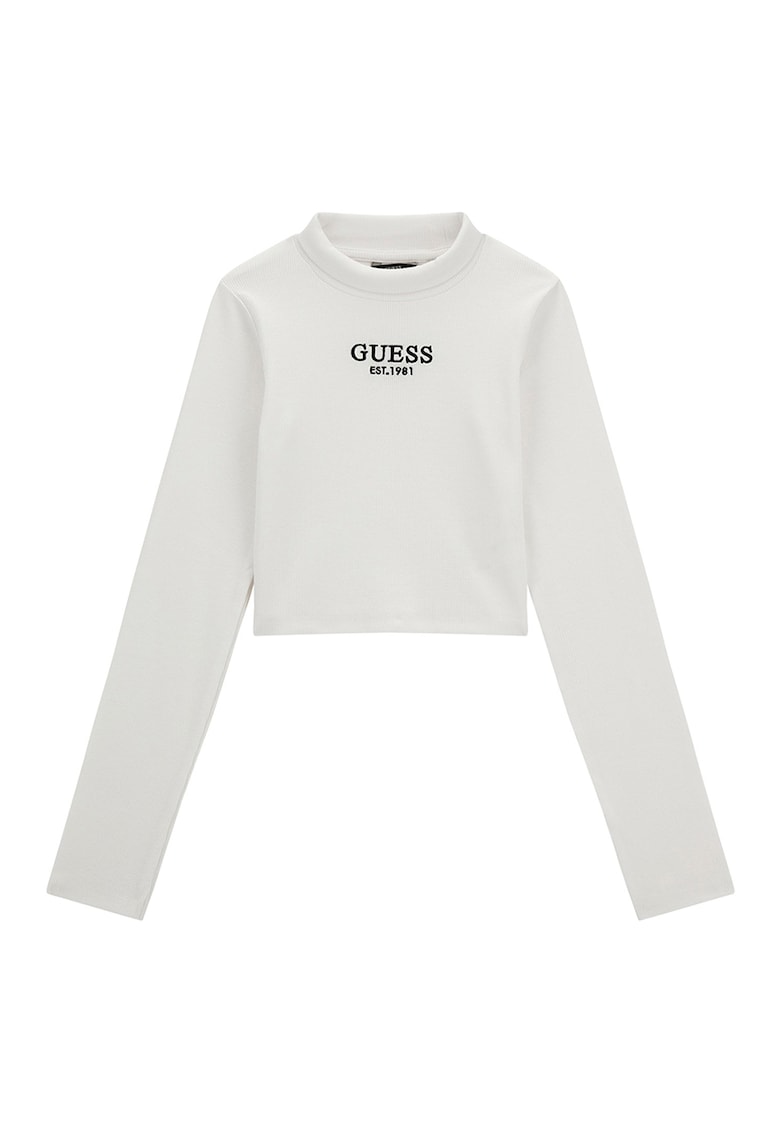 Bluza cu striatii si logo brodat - Alb murdar