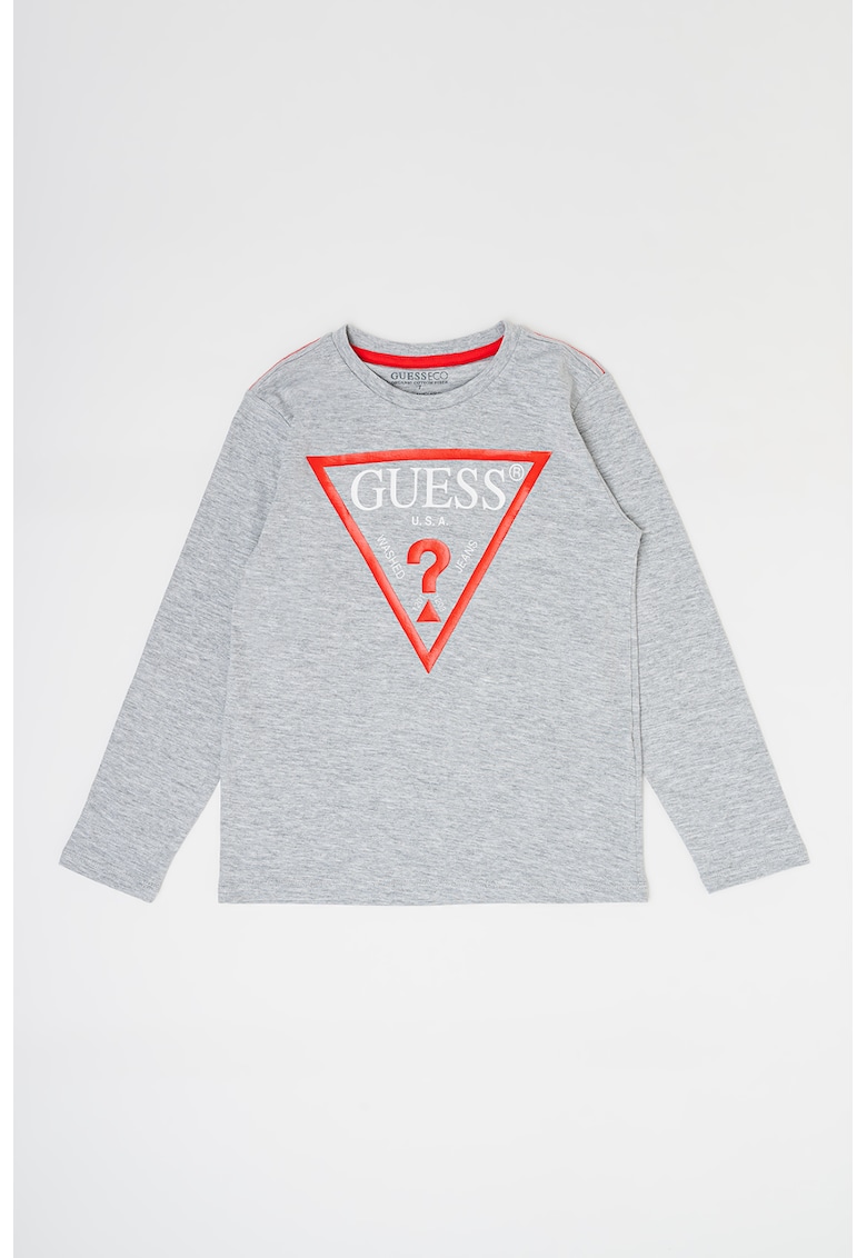 Bluza din bumbac organic cu imprimeu logo - Gri deschis
