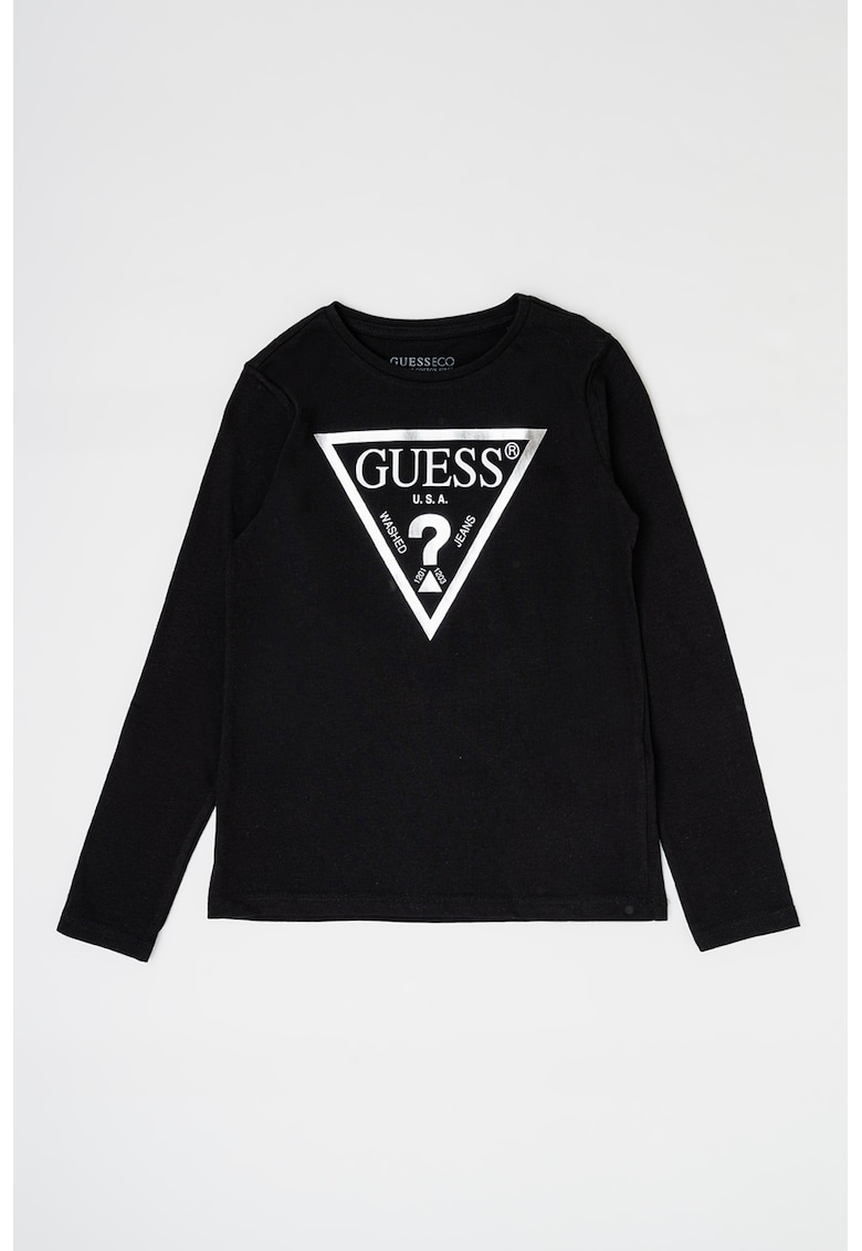 Bluza de bumbac cu imprimeu logo - Negru
