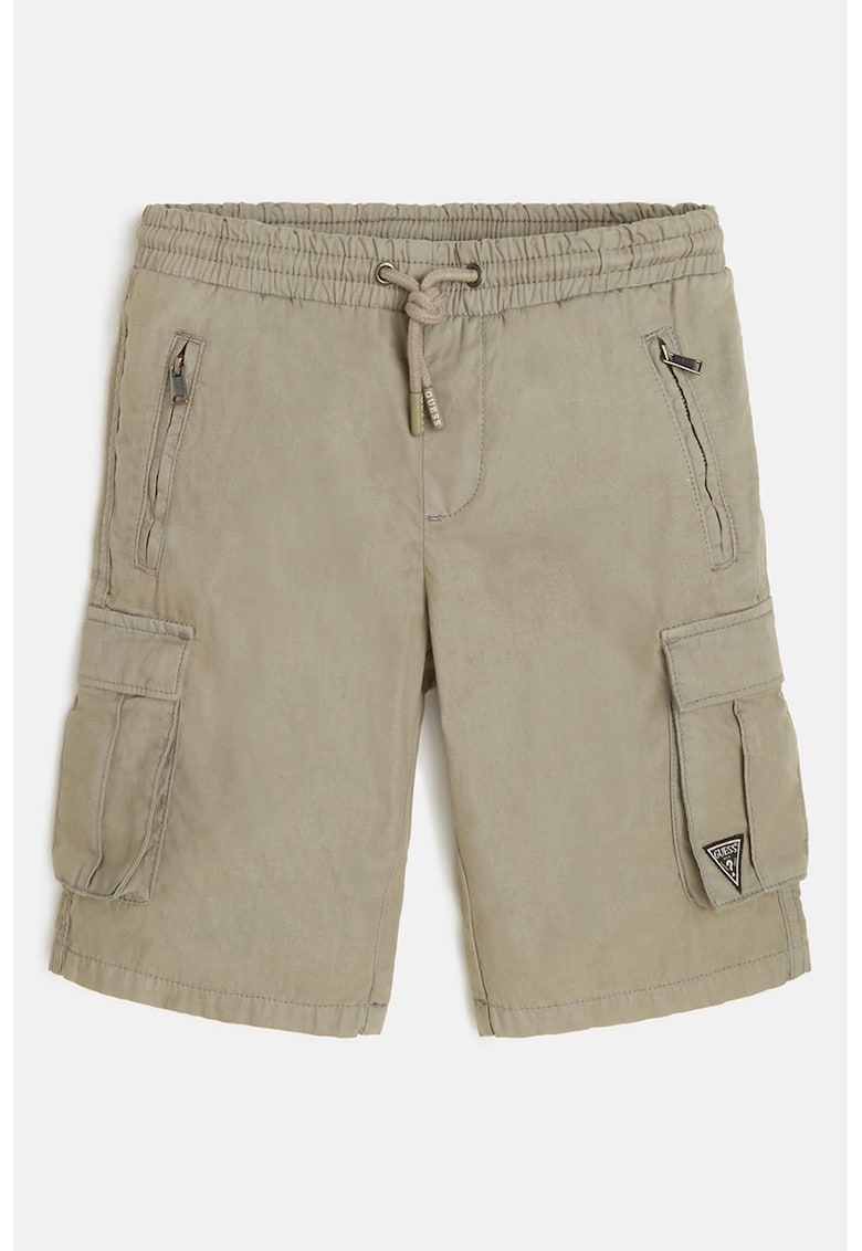 Pantaloni scurti cargo de bumbac cu snur - Grej