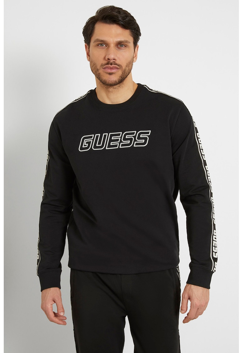 Bluza de trening din bumbac cu segmente logo - Negru