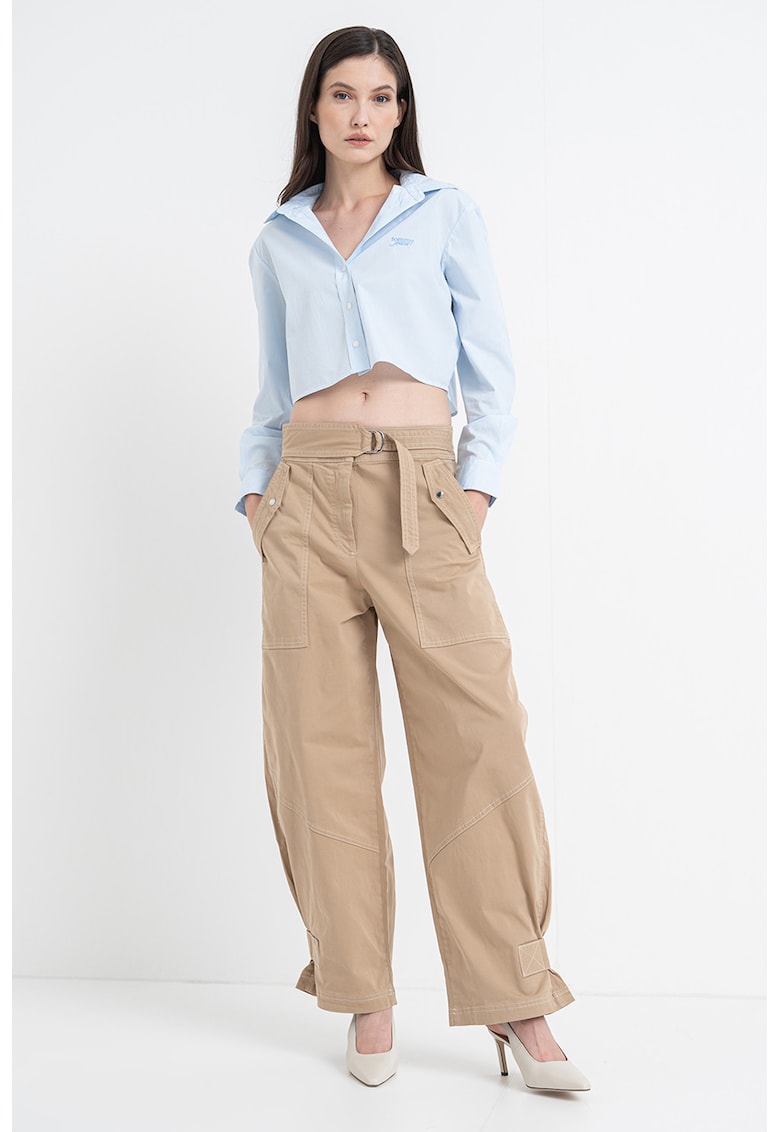 Pantaloni baggy cu buzunare supradimensionate - Maro nisip