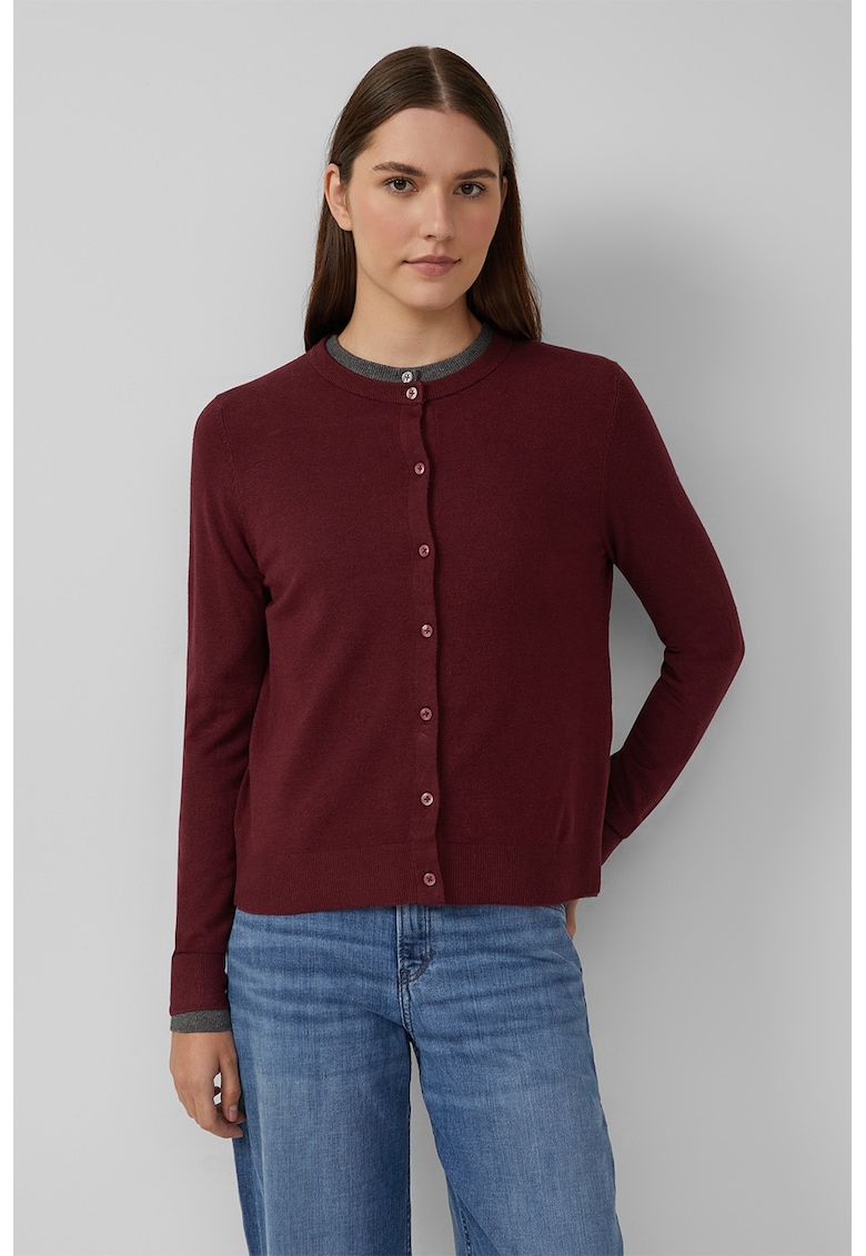 Cardigan uni cu nasturi - Visiniu