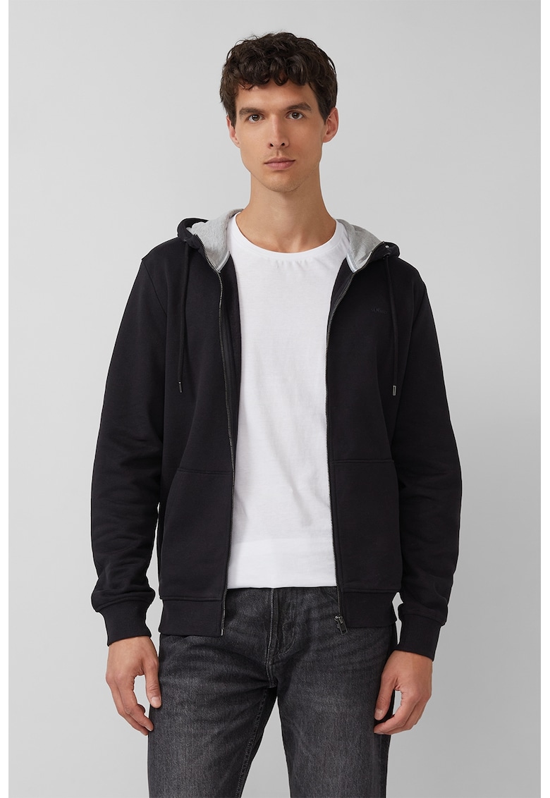 Hanorac regular-fit cu logo discret - Negru