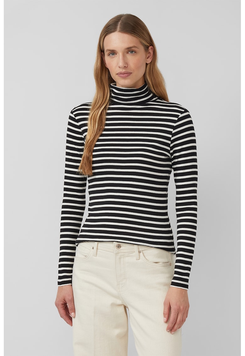 Bluza cu guler inalt si dungi - Alb/Negru