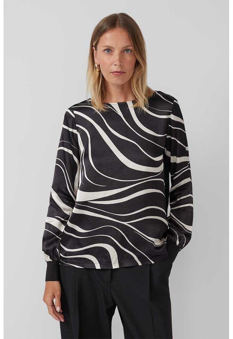 Bluza cu imprimeu frontal - Alb murdar/Gri inchis