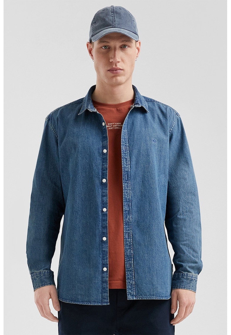 Camasa de denim cu maneci lungi - Albastru inchis
