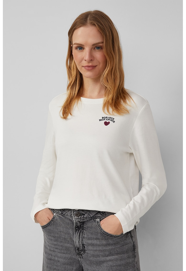Bluza regular fit cu detaliu brodat - Alb murdar