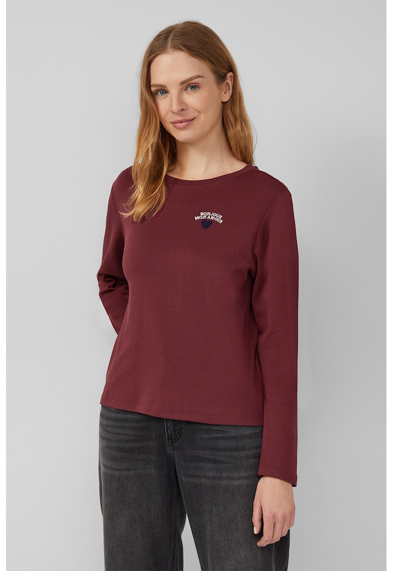 Oferte la Bluza regular fit cu detaliu brodat - Rosu inchis