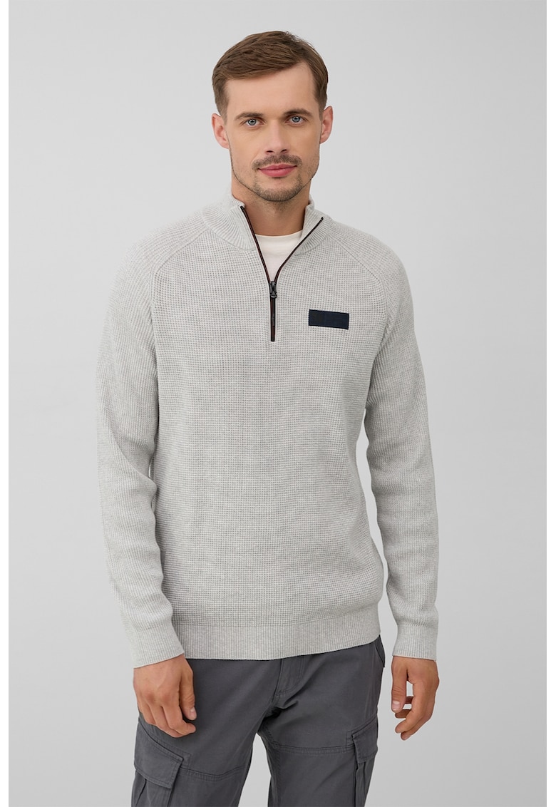 Oferte la Pulover cu fermoar contrastant - Gri deschis