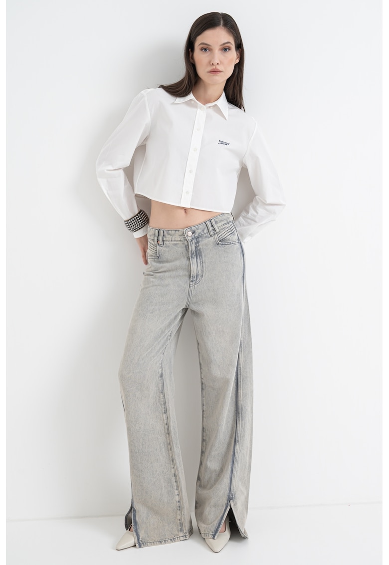 Camasa crop cu maneci lungi - Alb