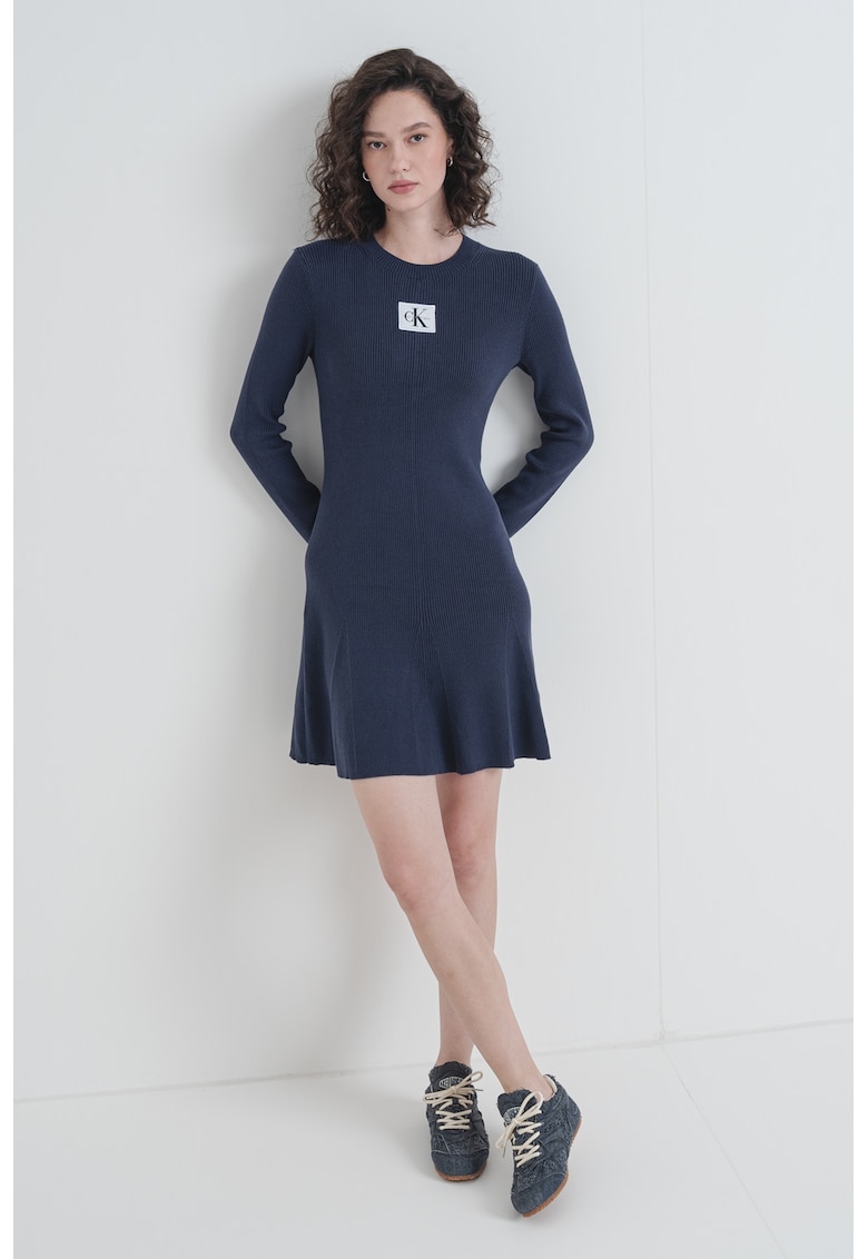 Rochie striata cu logo - Gri carbune
