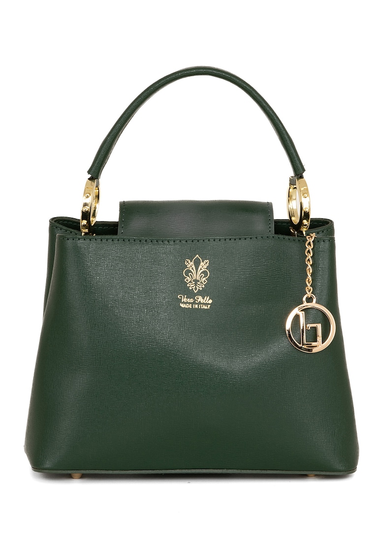 Geanta tote din piele cu accesoriu logo