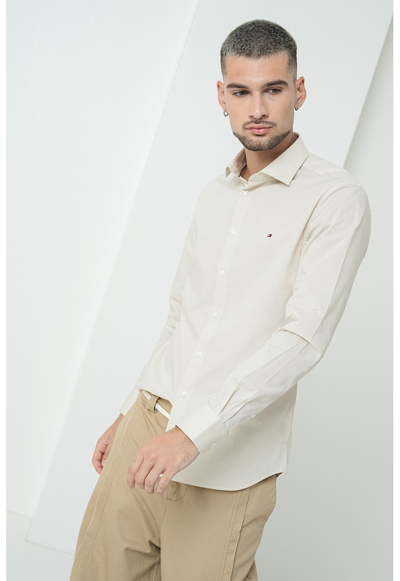 Camasa slim fit din amestec de bumbac - Bej deschis