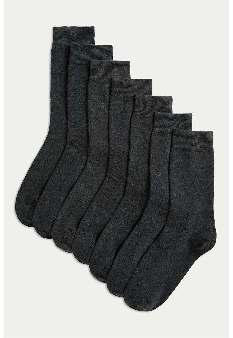 Set de sosete lungi uni - 7 perechi - Negru stins